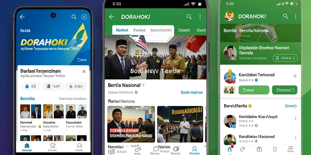 Antarmuka pengguna DORAHOKI menampilkan berita nasional yang menarik.