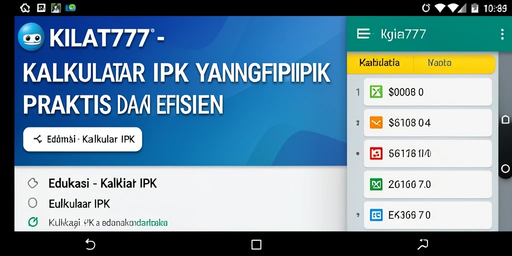 Screenshot KILAT777 menampilkan antarmuka Kalkulator IPK yang sederhana dan mudah digunakan.