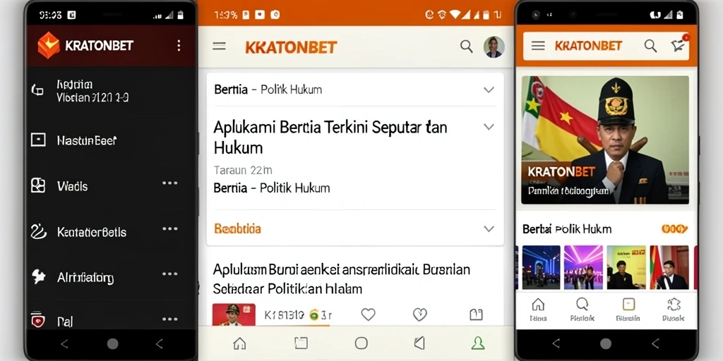 Tampilan utama KRATONBET menampilkan berita terkini tentang politik dan hukum.